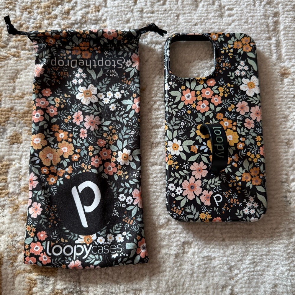 Loopy cases iPhone 13 Pro Max case vintage blooms righty black bumper